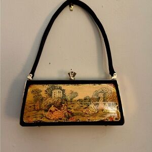 Debbie Brooks NY Victorian Tapestry Metal Handbag with Gold Accents